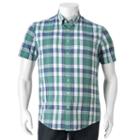 Big & Tall Sonoma Goods For Life&trade; Modern-fit Plaid Poplin Button-down Shirt, Men's, Size: 3xl Tall, Med Green