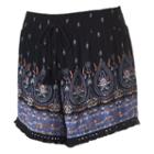 Juniors' Mudd&reg; Print Tassel Hem Soft Shorts, Girl's, Size: Large, Black