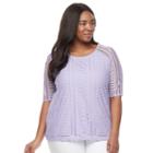Plus Size Dana Buchman Lace Tee, Women's, Size: 3xl, Med Purple