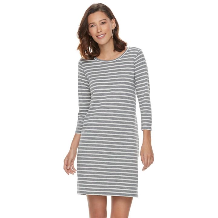 Women's Sonoma Goods For Life&trade; Striped T-shirt Dress, Size: Xl, Med Grey