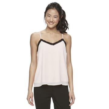 Juniors' Jolie Vie Lace Button-back Camisole, Girl's, Size: Xs, Light Pink