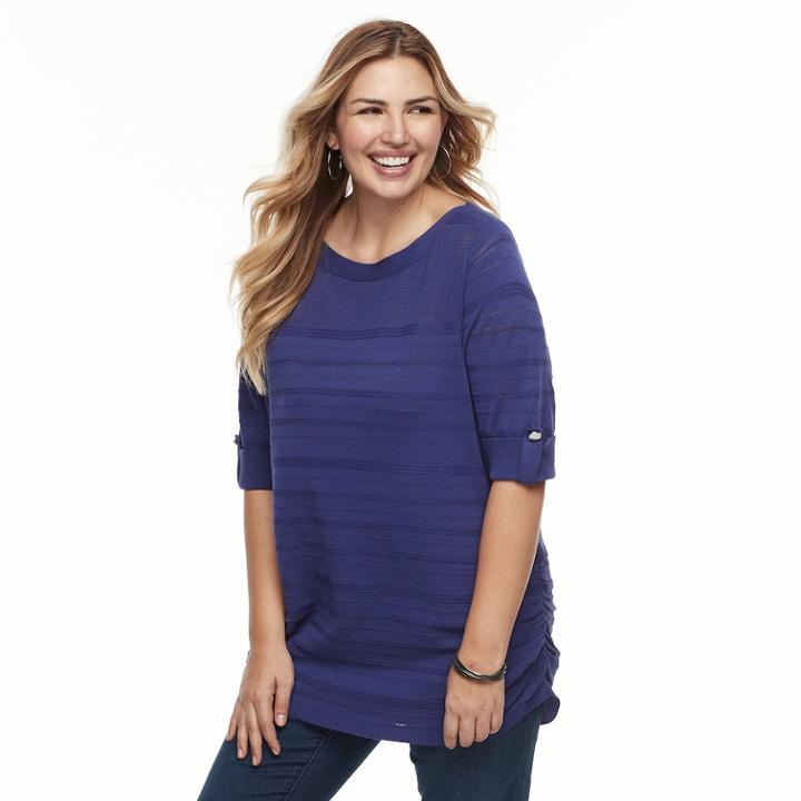 Plus Size Apt. 9&reg; Textured Stripe Top, Women's, Size: 3xl, Drk Purple