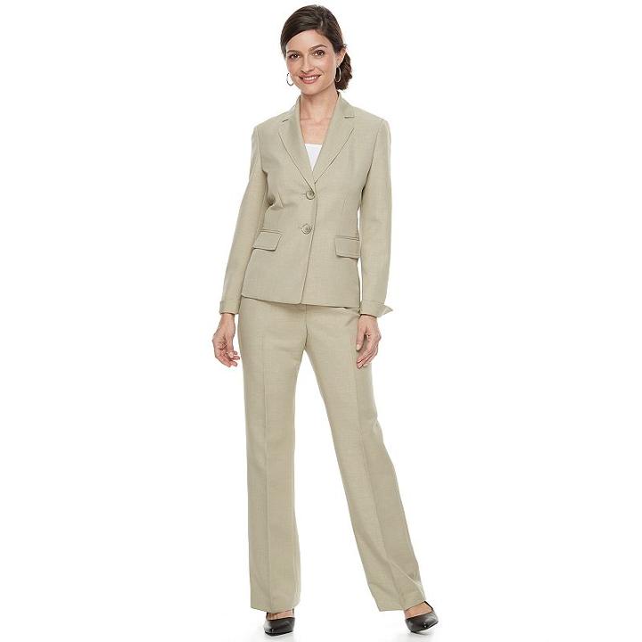 Women's Le Suit Melange Crepe 2-button Pant Suit, Size: 12, Turquoise/blue (turq/aqua)