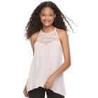 Juniors' Candie's&reg; Sharkbite Hem Lace Tank, Girl's, Size: Xs, Brt Pink