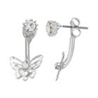 Lc Lauren Conrad Butterfly Front Back Earrings, Women's, Silver
