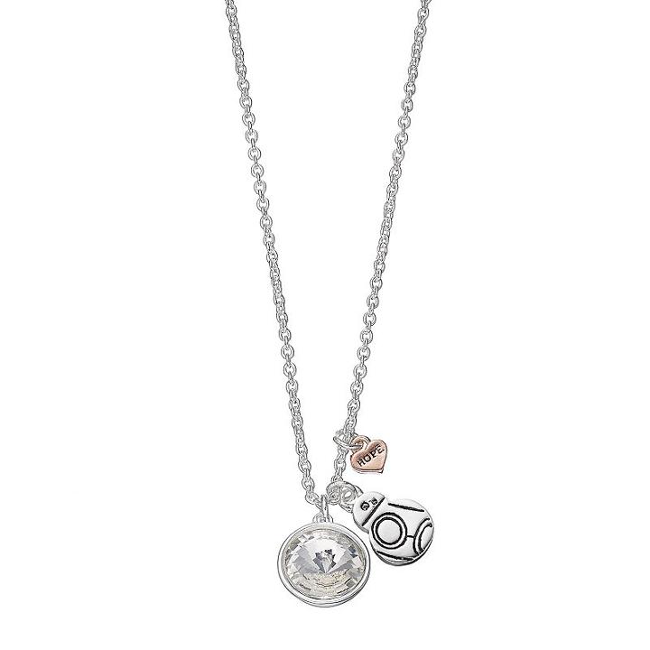 Star Wars Silver Plated Crystal Bb-8 Pendant, Women's, White