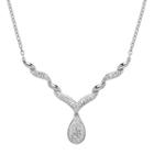 Artistique Crystal Sterling Silver Teardrop Necklace - Made With Swarovski Crystals, Women's, White