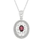 Garnet & Diamond Accent Sterling Silver Pendant Necklace, Women's, Size: 18, Red