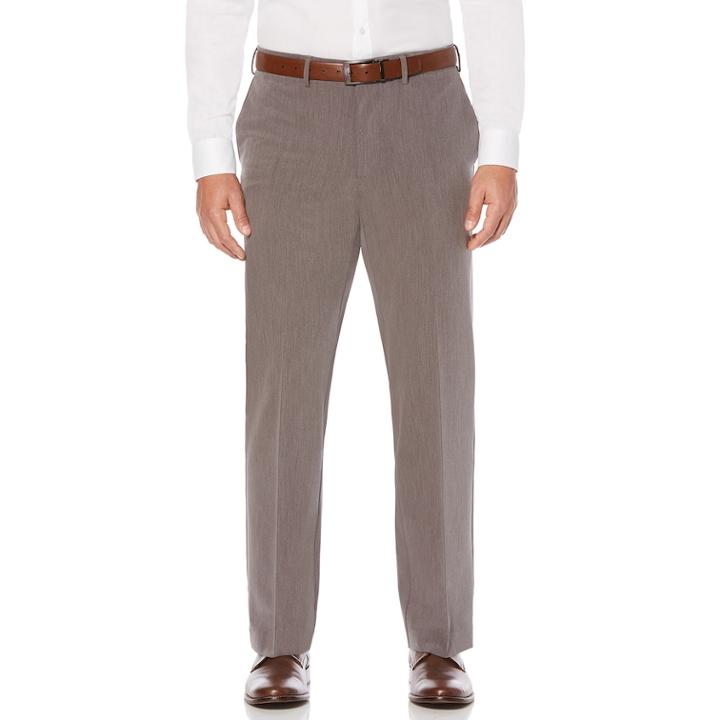 Men's Savane Active Flex 4-way Stretch Flat Front Dress Pant, Size: 38x32, Med Grey