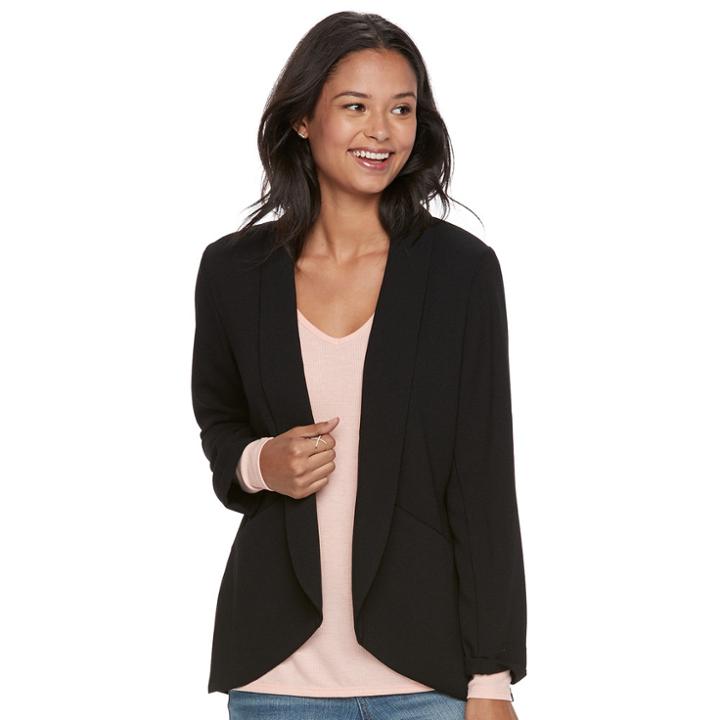 Juniors' About A Girl Oversized Boyfriend Blazer, Size: Medium, Black