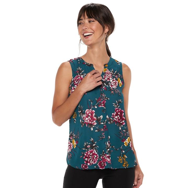 Women's Apt. 9&reg; Pleated Georgette Tank, Size: Medium, Dark Blue