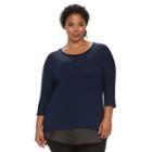 Plus Size Design 365 Stud Collar Shirt, Women's, Size: 3xl, Blue (navy)