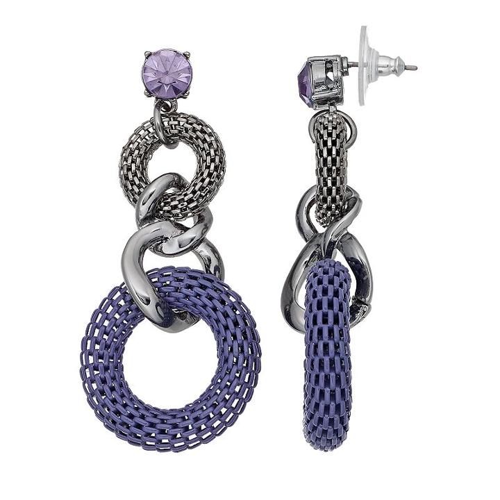 Simply Vera Vera Wang Purple Mesh Link Nickel Free Drop Earrings, Women's