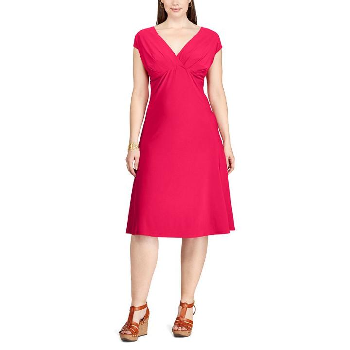 Plus Size Chaps A-line Jersey Dress, Women's, Size: 20 W, Red