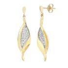 3/8 Carat T.w. Diamond 10k Gold Leaf Drop Earrings, Women's, White