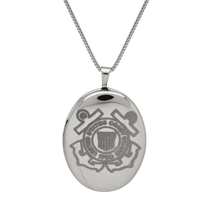 Sterling Silver United States Coast Guard Locket Necklace, Women's, Size: 18, Grey