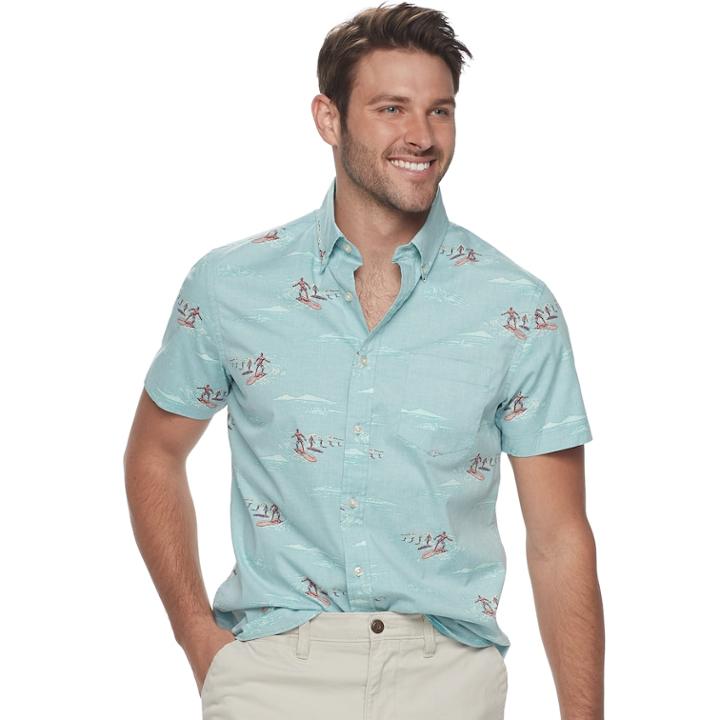 Men's Sonoma Goods For Life&trade; Slim-fit Poplin Button-down Shirt, Size: Xl, Turquoise/blue (turq/aqua)