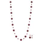 Red Bead Long Station Necklace & Drop Earring Set, Women's, Med Red