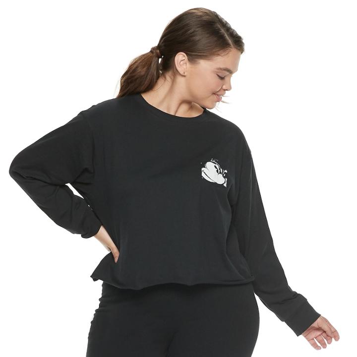 Disney's Mickey Mouse 90th Anniversary Juniors' Plus Size Sketch Pocket Top, Teens, Size: 3xl, Black