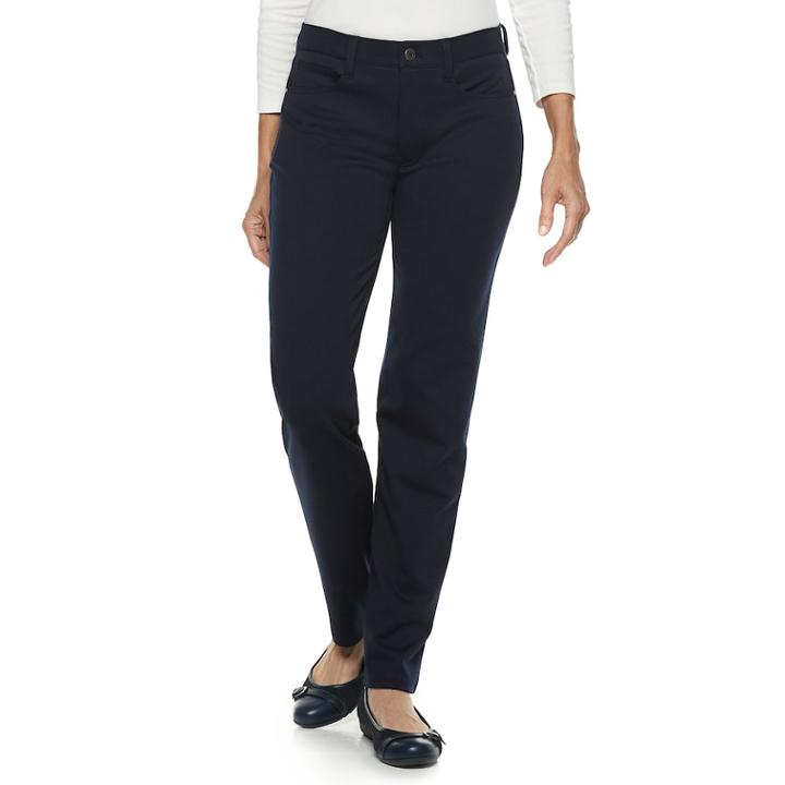 Women's Croft & Barrow&reg; Easy Care Straight-leg Pants, Size: 18 Short, Dark Blue