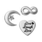 Blue La Rue Crystal Silver-plated Moon, Infinity & Live Laugh Love Heart Charm Set, Women's, Grey