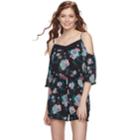 Juniors' Mudd&reg; Print Cold-shoulder Romper, Teens, Size: Large, Black