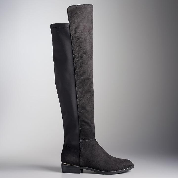 Simply Vera Vera Wang Florence Women's Over The Knee Boots, Size: 8, Black