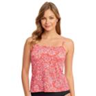 Women's Upstream Floral High-neck Tankini Top, Size: 12, Lt Orange