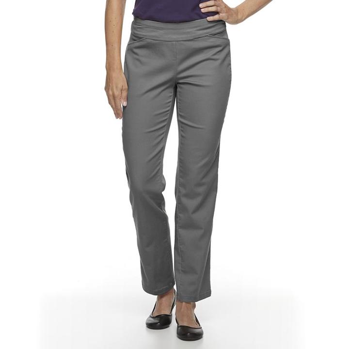 Petite Croft & Barrow&reg; Perfectly Slimming Straight-leg Pants, Women's, Size: 10 T/l, Med Grey