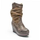 Muk Luks Quinn Women's Wedge Boots, Girl's, Size: 8, Med Brown