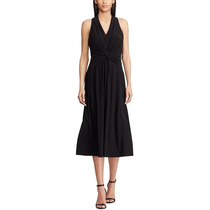 Women's Chaps Knot-front Halter Dress, Size: Medium, Black