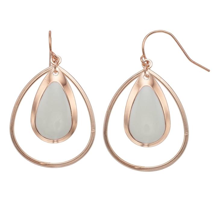 Mint Green Double Teardrop Earrings, Women's, Light Pink