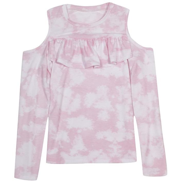 Plus Size Girls 7-16 Harper & Elliott Cold Shoulder Ruffle Chest Tee, Size: M Plus, White Oth