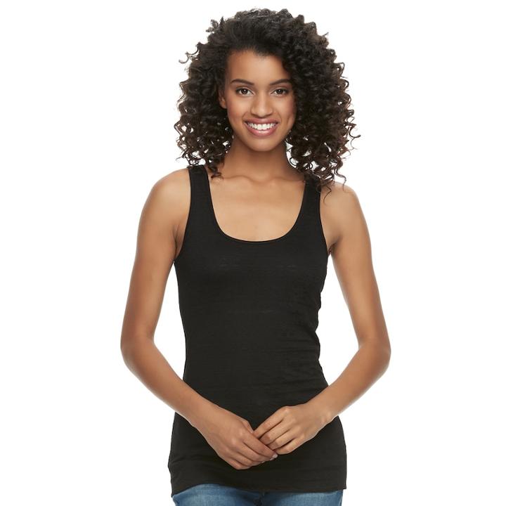 Juniors' So&reg; Textured Double Scoop Tank, Teens, Size: Medium, Black