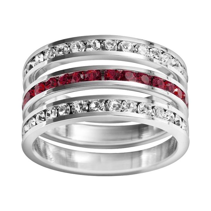 Traditions Sterling Silver Crystal Eternity Ring Set, Women's, Size: 9, Multicolor