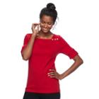 Women's Croft & Barrow&reg; Rolled Button-tab Top, Size: Xs, Med Red