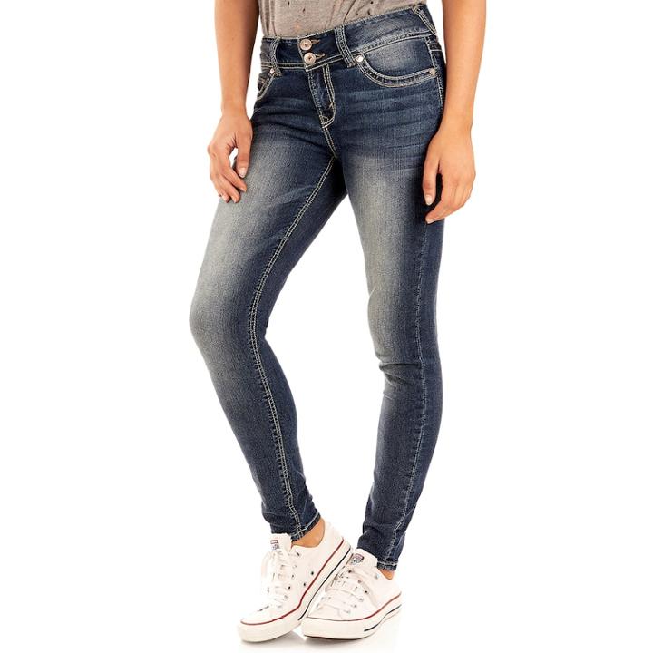 Juniors' Wallflower Luscious Curvy Skinny Jeans, Teens, Size: 3, Light Grey