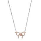 Lily & Lace Cubic Zirconia Two Tone Bow Link Necklace, Women's, White