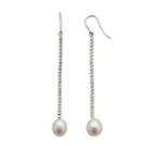 Sterling Silver Freshwater Cultured Pearl Linear Drop Earrings, Women's, White
