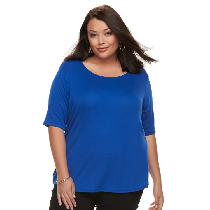 Plus Size Apt. 9&reg; Essential Scoopneck Tee, Women's, Size: 0x, Blue