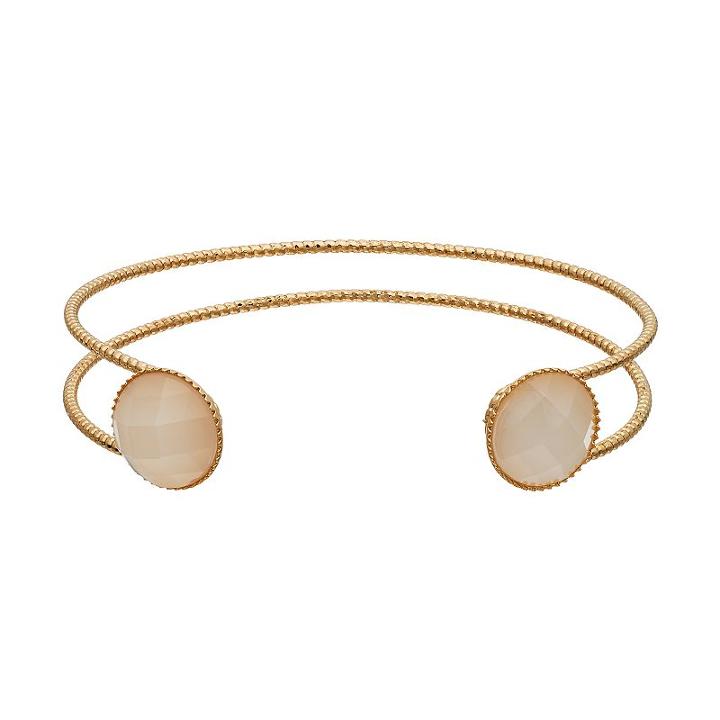 Lc Lauren Conrad Pink Round Stone Open Cuff Bracelet, Women's