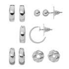 Apt. 9&reg; Hoop, Love Knot & Ball Stud Earring Set, Women's, Silver