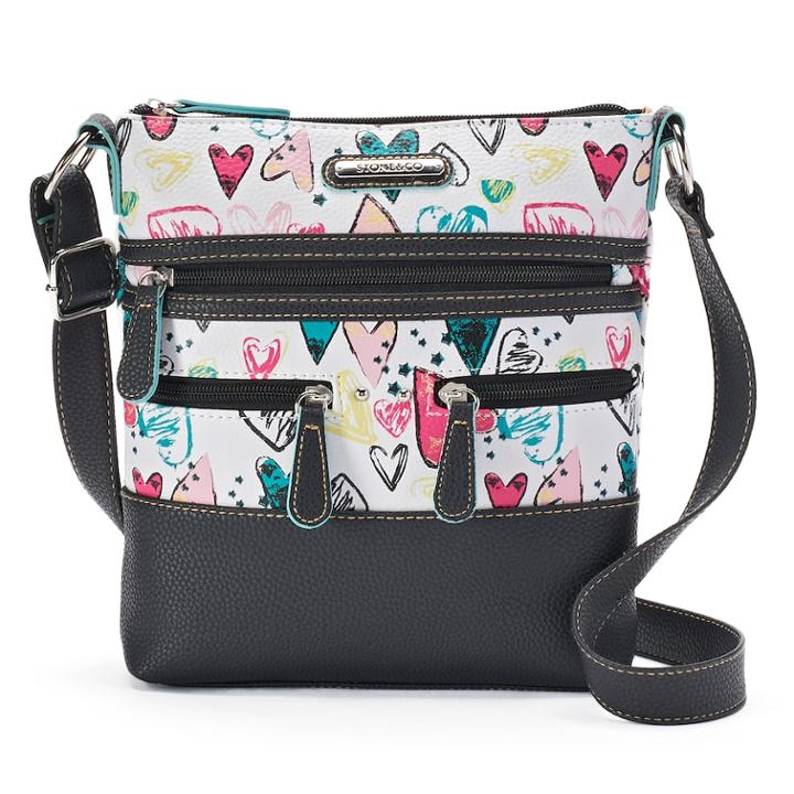 Stone & Co. Heart Print Leather Crossbody Bag, Women's, White