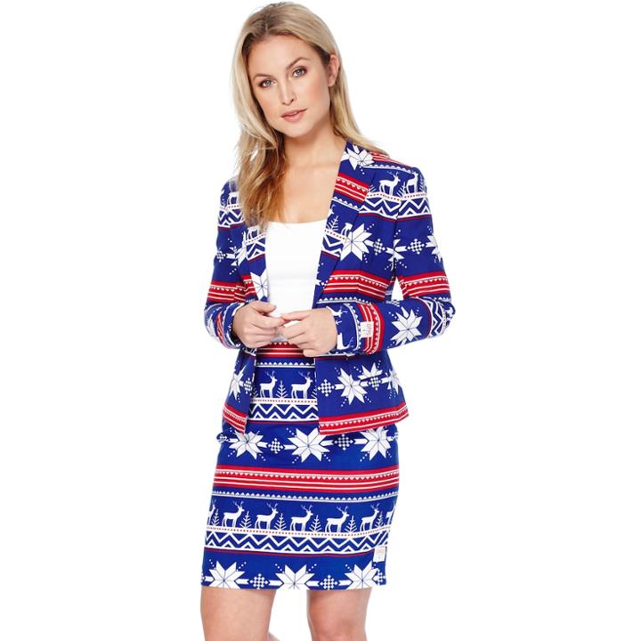 Women's Opposuits Holiday Jacket & Skirt Set, Size: 16, Dark Blue
