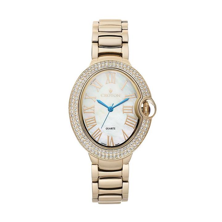 Croton Women's Austrian Crystal Stainless Steel Watch, Yellow
