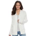 Juniors' So&reg; Drop Shoulder Rib Sleeve Cardigan, Teens, Size: Xl, White Oth