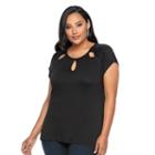 Plus Size Jennifer Lopez Embellished Cutout Tee, Women's, Size: 3xl, Black