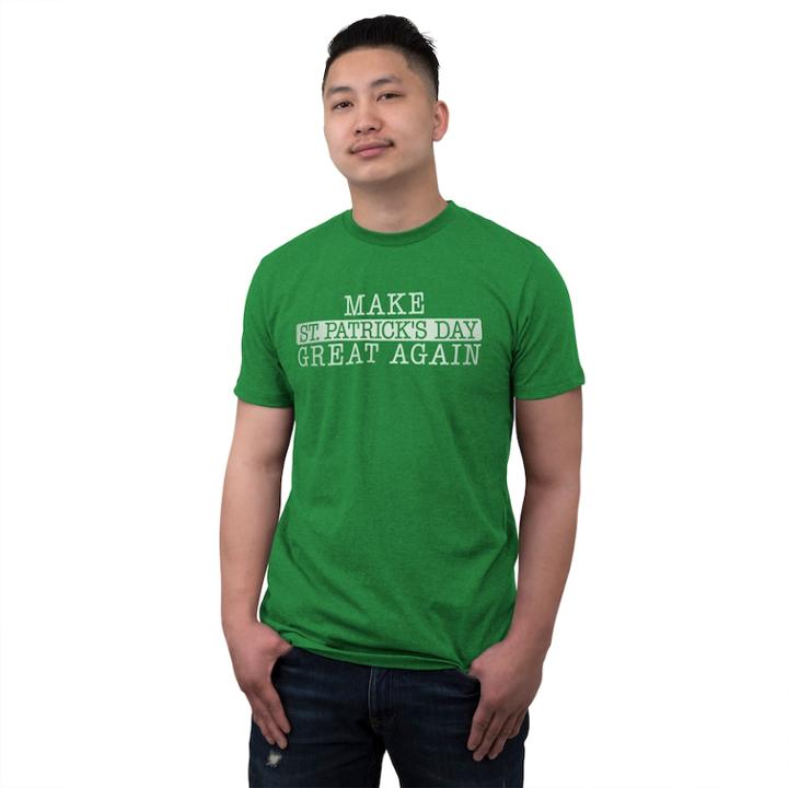 Men's Make St. Patrick's Day Great Again Tee, Size: Small, Med Green