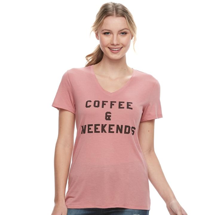 Juniors' Fifth Sun Coffee & Weekends Graphic Tee, Teens, Size: Small, Pink