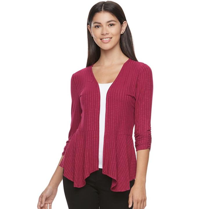 Juniors' Candie's&reg; Draped Peplum Cardigan, Girl's, Size: Medium, Red